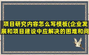 项目研究内容怎么写模板(企业发展和项目建设中应解决的困难和问题是什么)