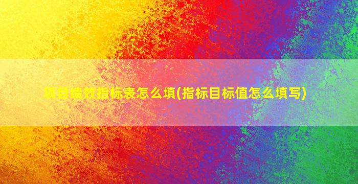 项目绩效指标表怎么填(指标目标值怎么填写)
