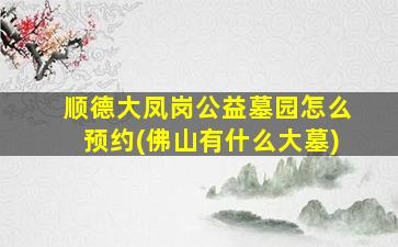 顺德大凤岗公益墓园怎么预约(佛山有什么大墓)