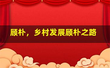 顾朴，乡村发展顾朴之路