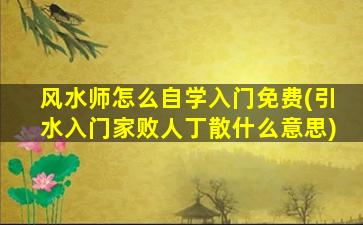 风水师怎么自学入门免费(引水入门家败人丁散什么意思)