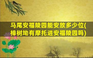 马尾安福陵园能安放多少位(樟树坳有摩托进安福陵园吗)