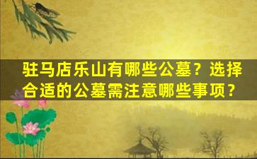 驻马店乐山有哪些公墓？选择合适的公墓需注意哪些事项？
