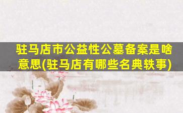 驻马店市公益性公墓备案是啥意思(驻马店有哪些名典轶事)