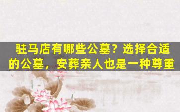 驻马店有哪些公墓？选择合适的公墓，安葬亲人也是一种尊重