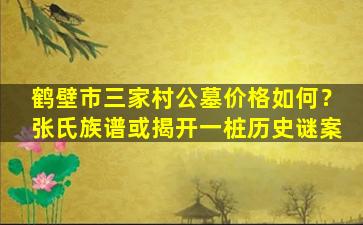 鹤壁市三家村公墓价格如何？张氏族谱或揭开一桩历史谜案