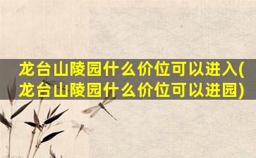 龙台山陵园什么价位可以进入(龙台山陵园什么价位可以进园)
